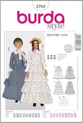 2768 Burda  1848 VICTORIAN DROP WAIST DRESS TIERS OR NOT PATTERN 10-26 